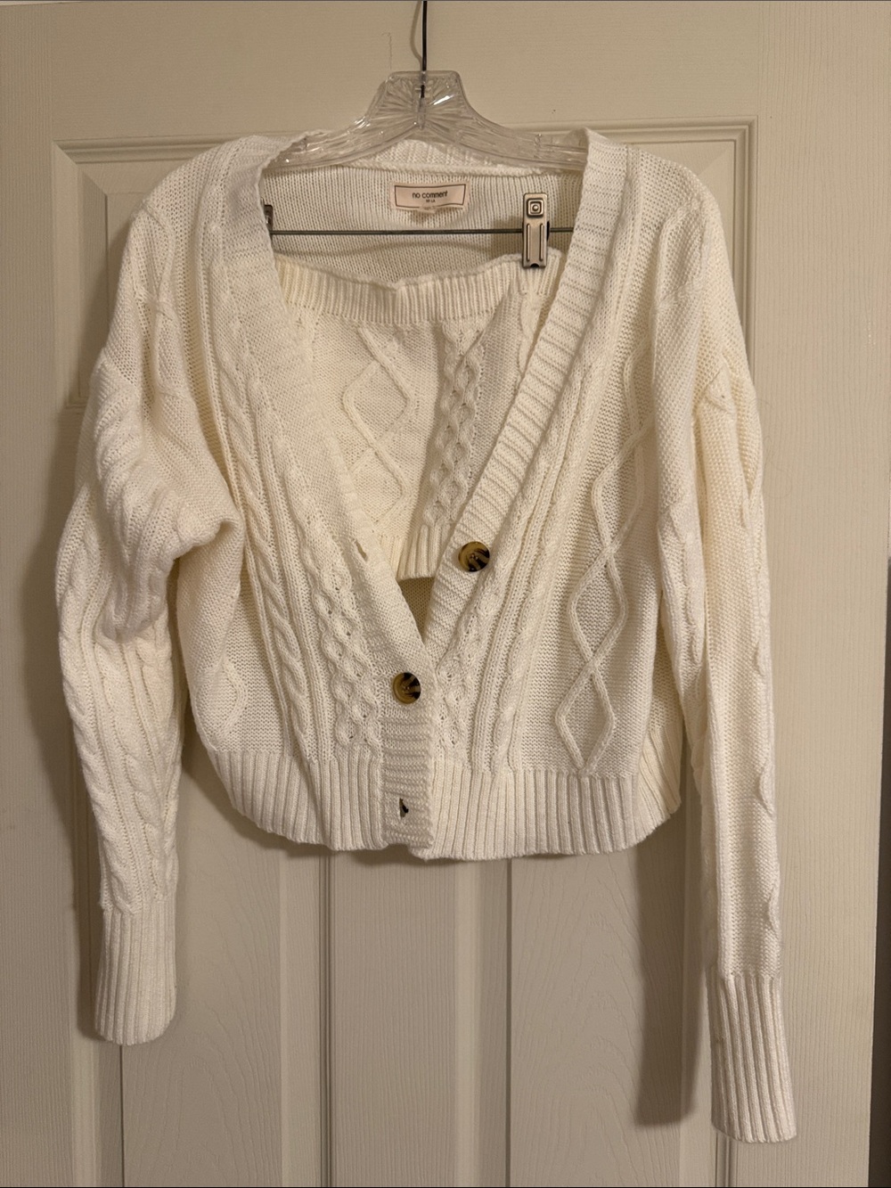 Classic Cream Cable-Knit V-Neck Cardigan